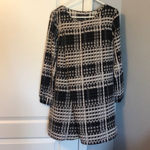 Black and gray polka dot business dress